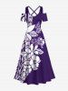 Tropical Leaf Hibiscus Flower Print Plus Size Matching Hawaii Beach Outfit For Couples -  