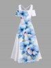 Ombre Hibiscus Flower Print Plus Size Matching Hawaii Beach Outfit For Couples -  