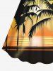 Coconut Tree Sun Ombre Colorblock Print Plus Size Matching Hawaii Beach Outfit For Couples -  