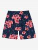 Tenue de plage hawaïenne assortie grande taille à imprimé floral ombré pour couples - Bleu de Minuit 