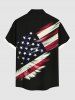 Plus Size Patriotic American Flag Light Beam 3D Print Buttons Pocket Shirt For Men -  
