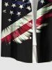 Plus Size Patriotic American Flag Light Beam 3D Print Buttons Pocket Shirt For Men -  