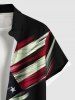 Plus Size Patriotic American Flag Light Beam 3D Print Buttons Pocket Shirt For Men -  