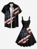 Robe Débardeur Pendante 3D Drapeau Américain Imprimé de Grande Taille - Noir 1X
