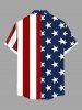 Plus Size Patriotic American Flag Print Buttons Pocket Shirt For Men -  