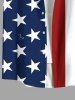 Plus Size Patriotic American Flag Print Buttons Pocket Shirt For Men -  