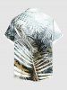 Chemise Imprimé Feuilles Tropicales à Boutons Grande Taille avec Poche pour Homme - Blanc 5XL
