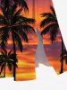 Plus Size Coconut Tree Ombre Colorful Sky Print Split Hawaii Midi Dress -  