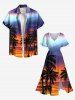 Plus Size Coconut Tree Ombre Colorful Sky Print Split Hawaii Midi Dress -  