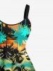 Robe Ligne A Ombre Cocotier Imprimé de Grande Taille Au Crépuscule - Multi-A XXS