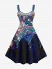 Robe Ligne A Etoile Galaxie Spirale Colorée Imprimée de Grande Taille - Bleu de Minuit M