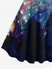 Robe Ligne A Etoile Galaxie Spirale Colorée Imprimée de Grande Taille - Bleu de Minuit M