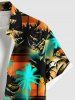 Plus Size Coconut Tree Ombre Dusk Print Hawaii Button Pocket Shirt For Men -  