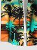 Plus Size Coconut Tree Ombre Dusk Print Hawaii Button Pocket Shirt For Men -  