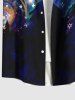 Plus Size Colorful Spiral Galaxy Star Print Hawaii Button Pocket Shirt For Men -  