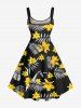 Robe débardeur grande taille à imprimé floral tropical hawaïen trapèze - Noir 3X