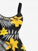 Robe débardeur grande taille à imprimé floral tropical hawaïen trapèze - Noir 3X