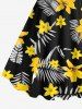 Robe débardeur grande taille à imprimé floral tropical hawaïen trapèze - Noir 3X