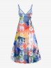 Plus Size Tie Dye Ethnic Graphic Print Hawaii Surplice A Line Cami Dress -  