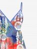Plus Size Tie Dye Ethnic Graphic Print Hawaii Surplice A Line Cami Dress -  