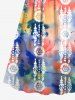 Plus Size Tie Dye Ethnic Graphic Print Hawaii Surplice A Line Cami Dress -  