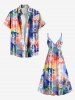 Plus Size Tie Dye Ethnic Graphic Print Hawaii Surplice A Line Cami Dress -  