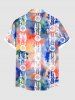 Plus Size Tie Dye Ethnic Graphic Print Hawaii Button Pocket Shirt For Men -  