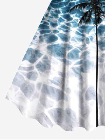 Plus Size Coconut Tree Water Ripples Print Hawaii Tank Dress