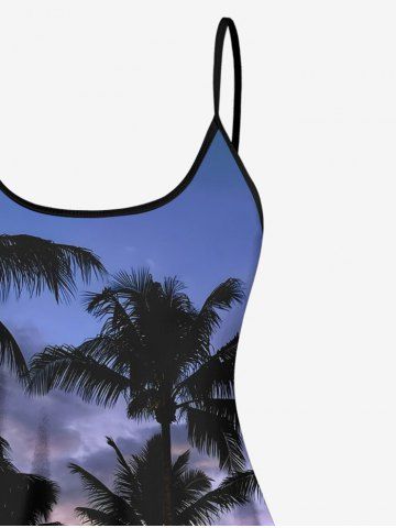 Coconut Tree Ombre Sky Print Hawaii Tankini Top(Adjustable Shoulder Strap)