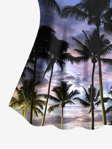 Coconut Tree Ombre Sky Print Hawaii Tankini Top(Adjustable Shoulder Strap)