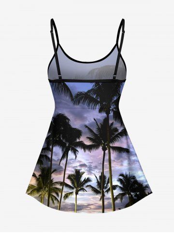 Coconut Tree Ombre Sky Print Hawaii Tankini Top(Adjustable Shoulder Strap)