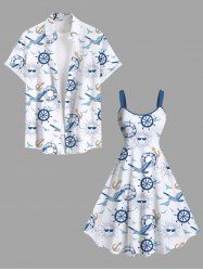 Sun Bird Anchor Rudder Print Plus Size Matching Cruise Hawaii Beach Outfit For Couples -  