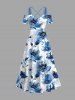 Flowers Watercolor Print Plus Size Matching Hawaii Beach Outfit For Couples -  