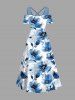 Flowers Watercolor Print Plus Size Matching Hawaii Beach Outfit For Couples -  