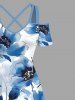 Flowers Watercolor Print Plus Size Matching Hawaii Beach Outfit For Couples -  