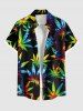 Colorful Maple Leaf Print Plus Size Matching Hawaii Beach Outfit For Couples -  