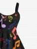 Colorful Musical Symbols Print Plus Size Matching Hawaii Beach Outfit For Couples -  