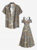 Plus Size Metallic Leaf Print Cold Shoulder Crisscross Hawaii Maxi Dress -  