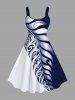 Two Tone Contrast Colorblock Tropical Leaf Print Plus Size Matching Hawaii Beach Outfit For Couples - Blanc 