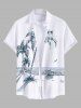 Coconut Tree Seascape Boat Print Plus Size Matching Hawaii Beach Outfit For Couples -  