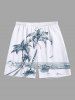 Coconut Tree Seascape Boat Print Plus Size Matching Hawaii Beach Outfit For Couples -  