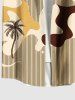 Plus Size Coconut Tree Moon Beach Print Hawaii Button Pocket Shirt For Men -  