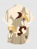 Plus Size Coconut Tree Moon Beach Print Hawaii Button Pocket Shirt For Men -  