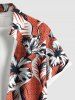 Plus Size Floral Tropical Leaves Print Hawaii Button Pocket Shirt For Men -  
