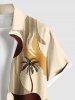 Plus Size Coconut Tree Moon Beach Print Hawaii Button Pocket Shirt For Men -  