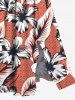 Plus Size Floral Tropical Leaves Print Hawaii Split Pocket A Line Midi Dress -  
