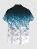 Chemise Hawaiienne Imprimé Cocotier à Boutons Grande Taille avec Poche - Bleu profond S