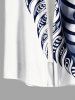 Plus Size Two Tone Contrast Colorblock Tropical Leaf Print Buttons Pocket Hawaii Shirt For Men -  