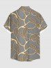 Plus Size Metallic Leaf Print Buttons Pocket Hawaii Shirt For Men -  