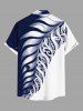 Plus Size Two Tone Contrast Colorblock Tropical Leaf Print Buttons Pocket Hawaii Shirt For Men -  